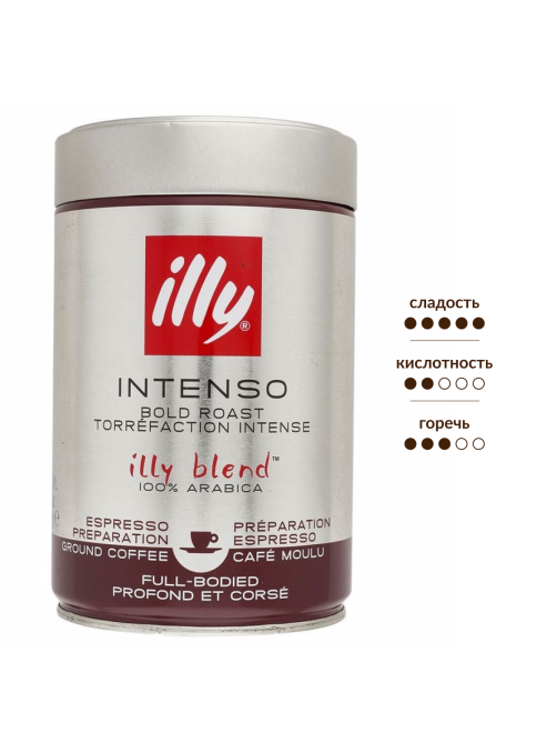 Кофе Illy темная обжарка молотый, 250г