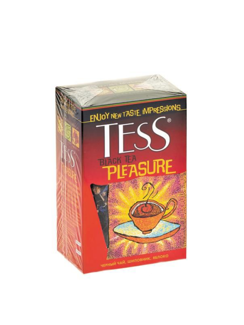 Чай черный Tess Pleasure Шиповник и яблоко байховый листовой, 200г
