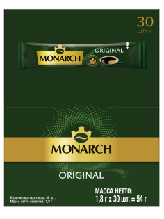 Кофе Monarch Ориджинал растворимый в стиках (1.8г x 30шт), 54г