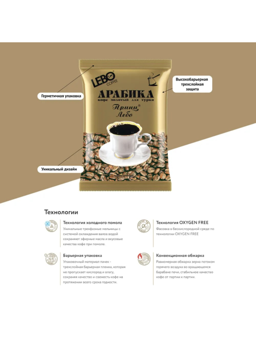 Кофе Lebo Принц Лебо молотый для турки, 100г