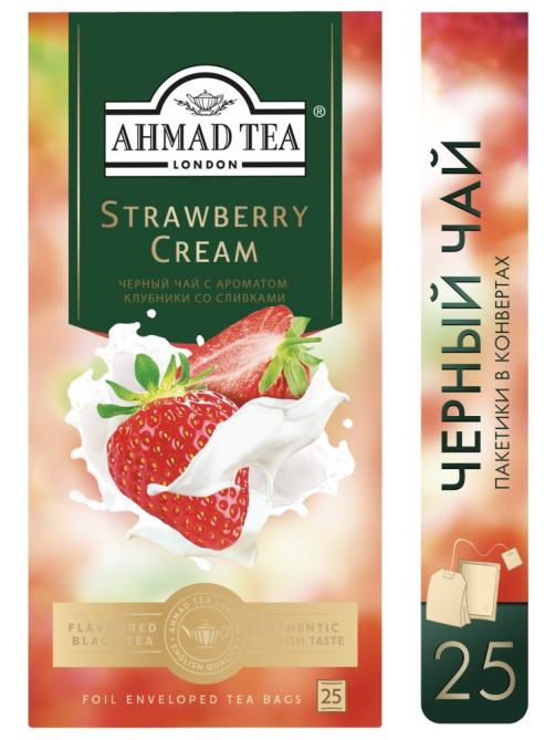 Чай черный Ahmad Tea Клубника со сливками (1.5г x 25шт), 37.5г