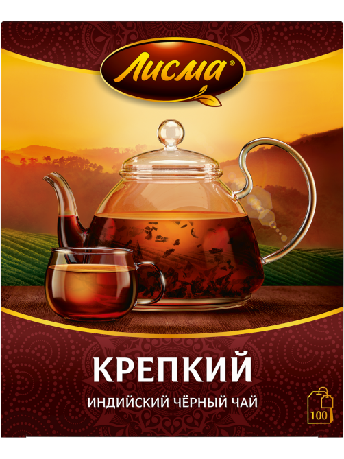 Чай черный Лисма крепкий пакетированный (2г x 100шт), 200г