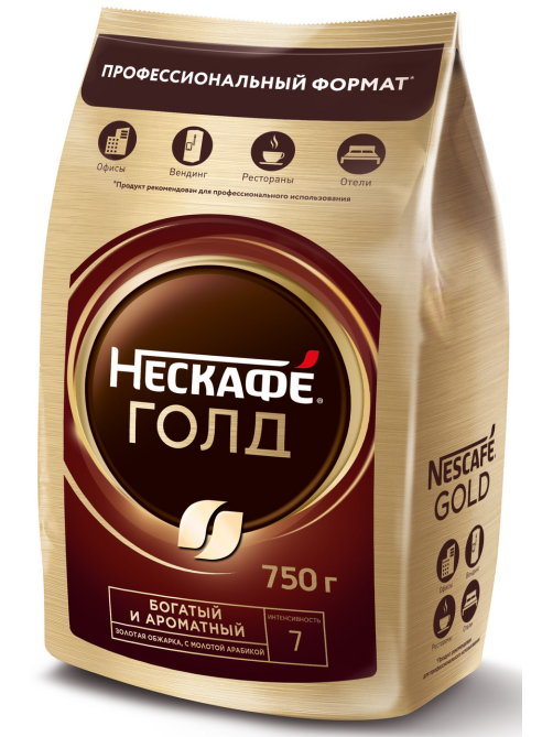 Кофе Нескафе Голд растворимый сублимированный с добавлением натурального жареного молотого кофе, 750г