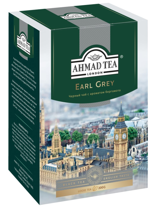 Чай Ahmad Tea Earl Grey черный листовой со вкусом и ароматом бергамота, 200г