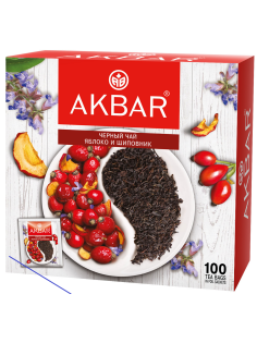 Чай Akbar черный яблоко-шиповник (1.5г x 100шт), 150г