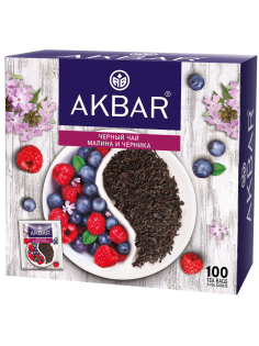 Чай Akbar черный малина-черника (1.5г x 100шт), 150г