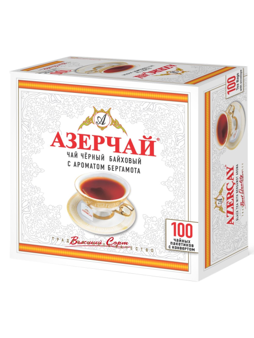 Чай Азерчай черный с ароматом бергамота (2г х 100шт), 200г