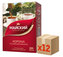 Чай Майский Корона Российской Империи черный цейлонский крупнолистовой, 200г x 12 шт