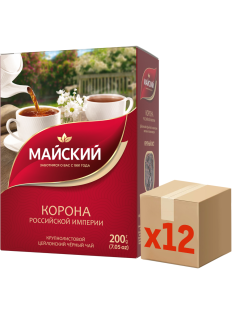 Чай Майский Корона Российской Империи черный цейлонский крупнолистовой, 200г x 12 шт