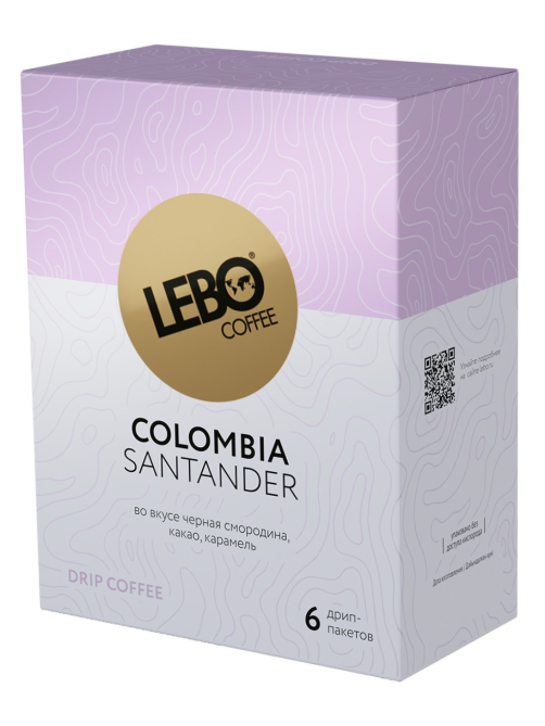 Кофе Lebo Mono Colombia молотый дрип-пакеты (10.5г x 6шт), 63г
