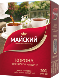 Чай Майский Корона Российской Империи черный цейлонский крупнолистовой, 200г