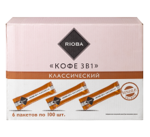 RIOBA Напиток растворимый кофе 3в1 в стиках (14г x 100шт), 1.4кг