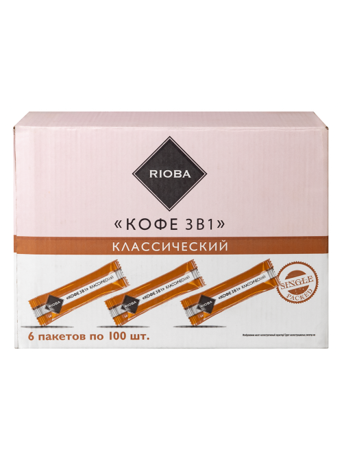RIOBA Напиток растворимый кофе 3в1 в стиках (14г x 100шт), 1.4кг