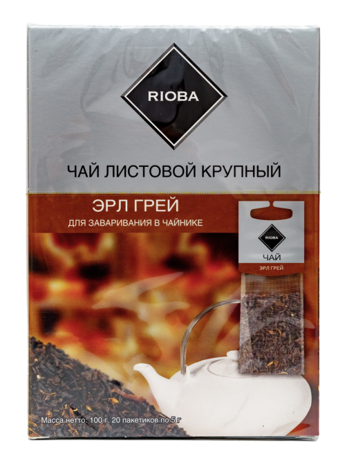 RIOBA Чай черный для заваривания в чайнике Эрл Грей (5г х 20шт), 100г