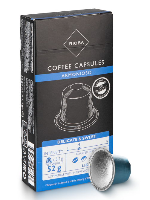 RIOBA Кофе в капсулах Armonioso для кофемашин Nespresso 10шт, 52г