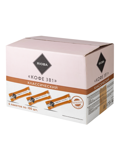 RIOBA Напиток растворимый кофе 3в1 в стиках (14г x 100шт), 1.4кг