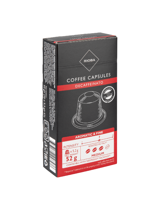 RIOBA Кофе в капсулах Decaff без кофеина для кофемашин Nespresso 10шт, 52г