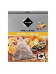 RIOBA Чай зеленый байховый Имбирный апельсин (2г х 20шт), 40г