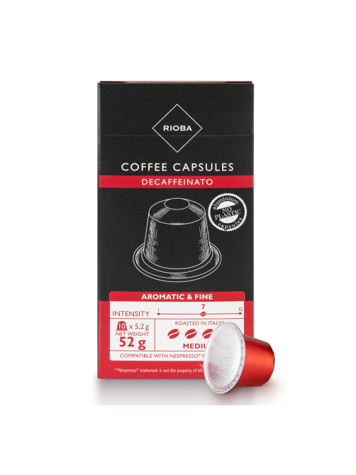 RIOBA Кофе в капсулах Decaff без кофеина для кофемашин Nespresso 10шт, 52г