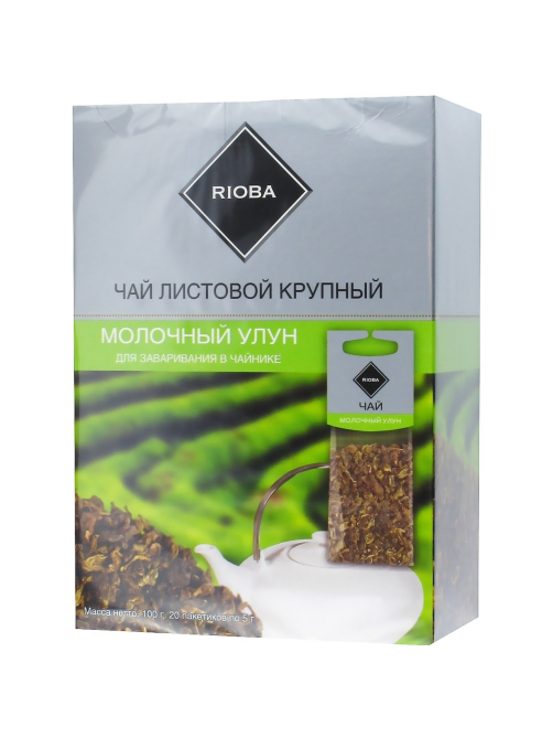 RIOBA Чай зеленый байховый для заваривания в чайнике Молочный улун (5г х 20шт), 100г