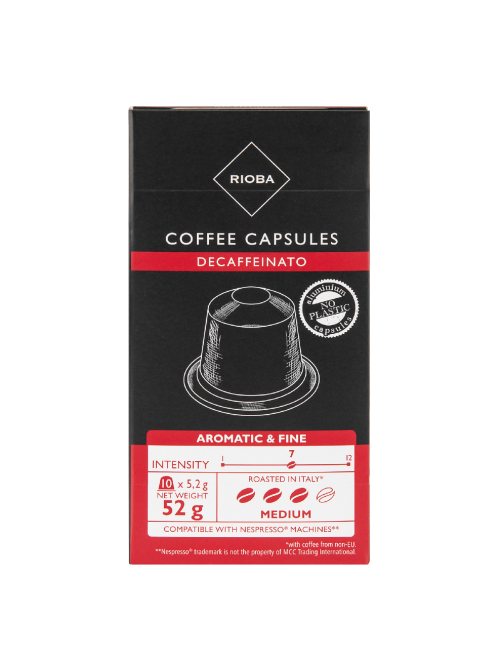 RIOBA Кофе в капсулах Decaff без кофеина для кофемашин Nespresso 10шт, 52г