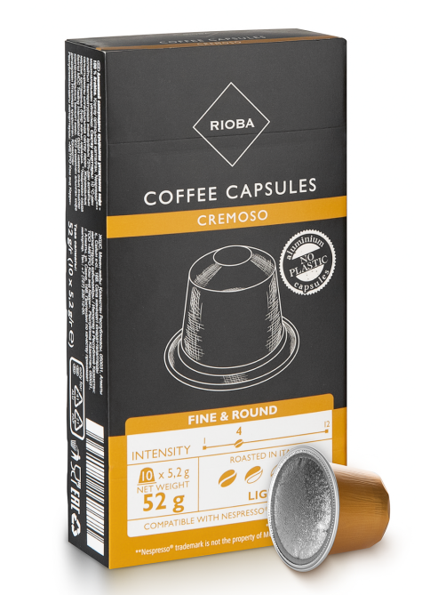 RIOBA Кофе в капсулах Cremoso для кофемашин Nespresso 10шт, 52г