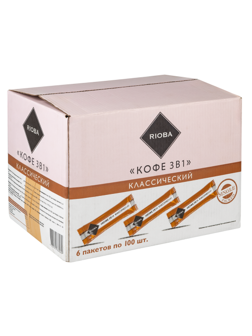 RIOBA Напиток растворимый кофе 3в1 в стиках (14г x 100шт), 1.4кг