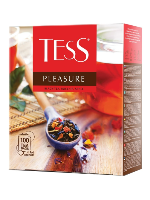 Чай черный Tess Pleasure Шиповник и яблоко байховый (1.5г х 100шт), 150г