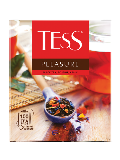 Чай черный Tess Pleasure Шиповник и яблоко байховый (1.5г х 100шт), 150г
