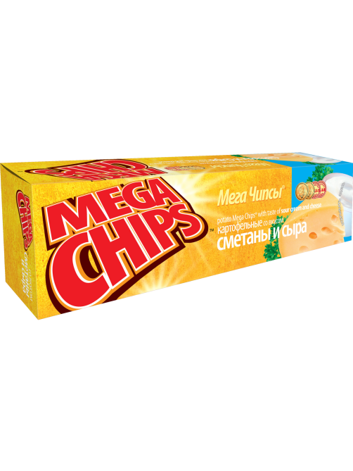 Чипсы-пластины Mega Chips картофельные со сметаной и сыром, 100г