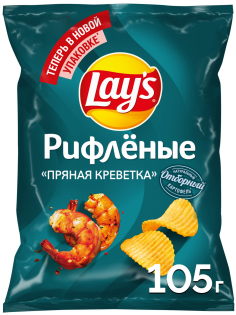 Чипсы Lay's рифленые пряная креветка, 105г
