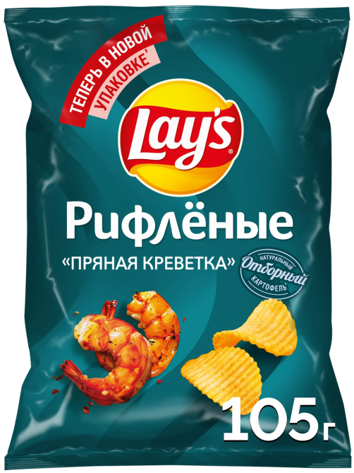 Чипсы Lay's рифленые пряная креветка, 105г