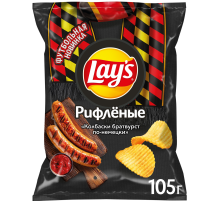 Чипсы Lay's Колбаски Братвуртс по-немецки рифленые, 105г