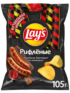 Чипсы Lay's Колбаски Братвуртс по-немецки рифленые, 105г