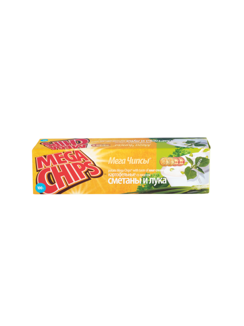 Чипсы-пластины Mega Chips картофельные со сметаной и луком, 100г