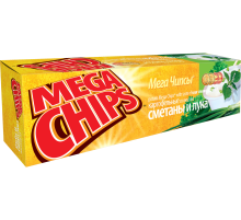 Чипсы-пластины Mega Chips картофельные со сметаной и луком, 100г