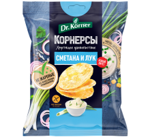 Чипсы кукурузно-рисовые Dr. Korner Сметана и лук, 50г