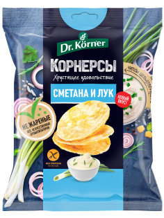Чипсы кукурузно-рисовые Dr. Korner Сметана и лук, 50г
