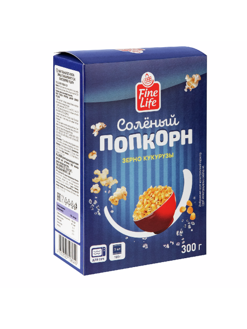 Fine Life Попкорн соленый (100г x 3шт), 300г
