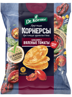 Чипсы кукурузно-рисовые Dr. Korner Вяленые томаты и бальзамик, 50г