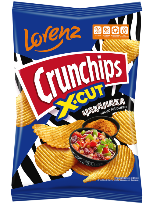 Чипсы Lorenz Crunchips X-Cut рифленые Чакалака, 130г