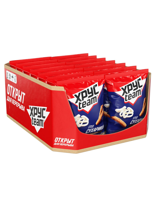 Сухарики Хрусteam Stix к пенному кальмар, 60г