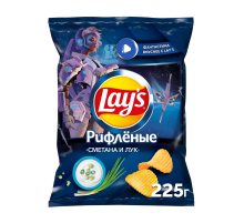 Чипсы Lay's рифленые Сметана и лук, 225г
