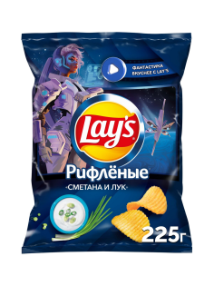 Чипсы Lay's рифленые Сметана и лук, 225г