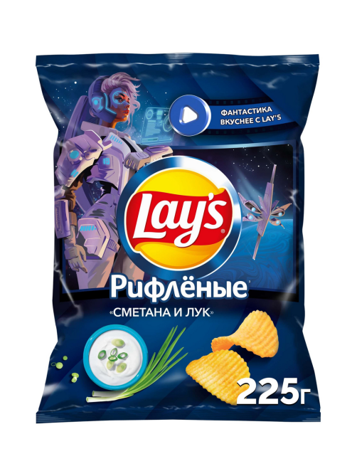 Чипсы Lay's рифленые Сметана и лук, 225г