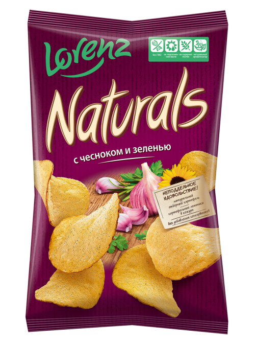 Чипсы Lorenz Naturals Чеснок и зелень, 100г