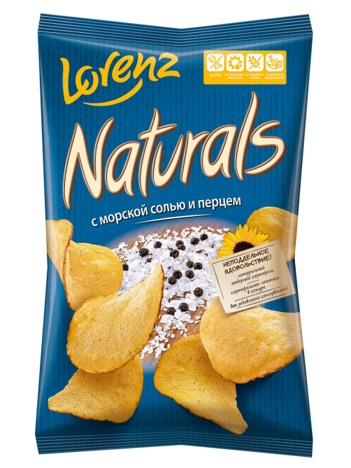Чипсы Naturals Lorenz Морская соль и перец, 100г