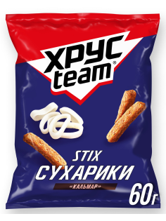 Сухарики Хрусteam Stix к пенному кальмар, 60г