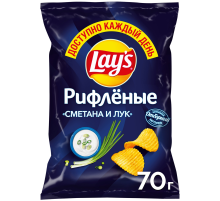 Чипсы Lay's рифленые Сметана и лук, 70г