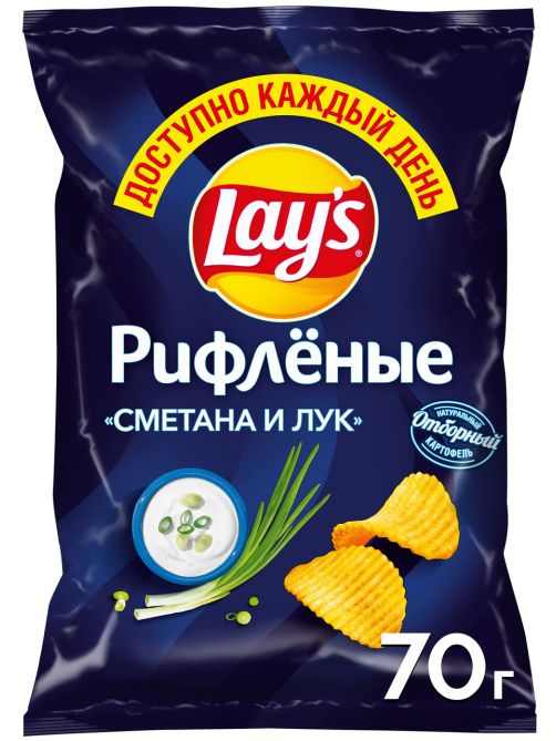 Чипсы Lay's рифленые Сметана и лук, 70г